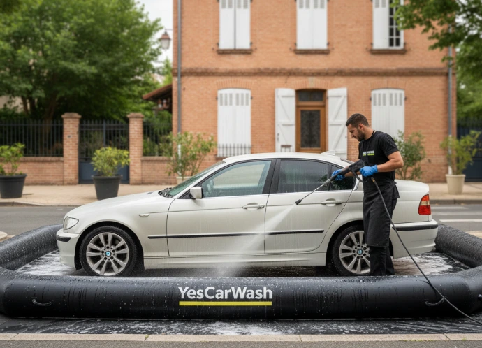 Nettoyage écologie avec récupération des eaux usées sur tapis de récupération